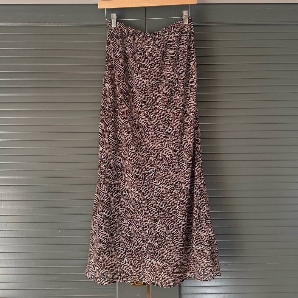 Vintage Coldwater Creek Brown Sequin Midi Skirt